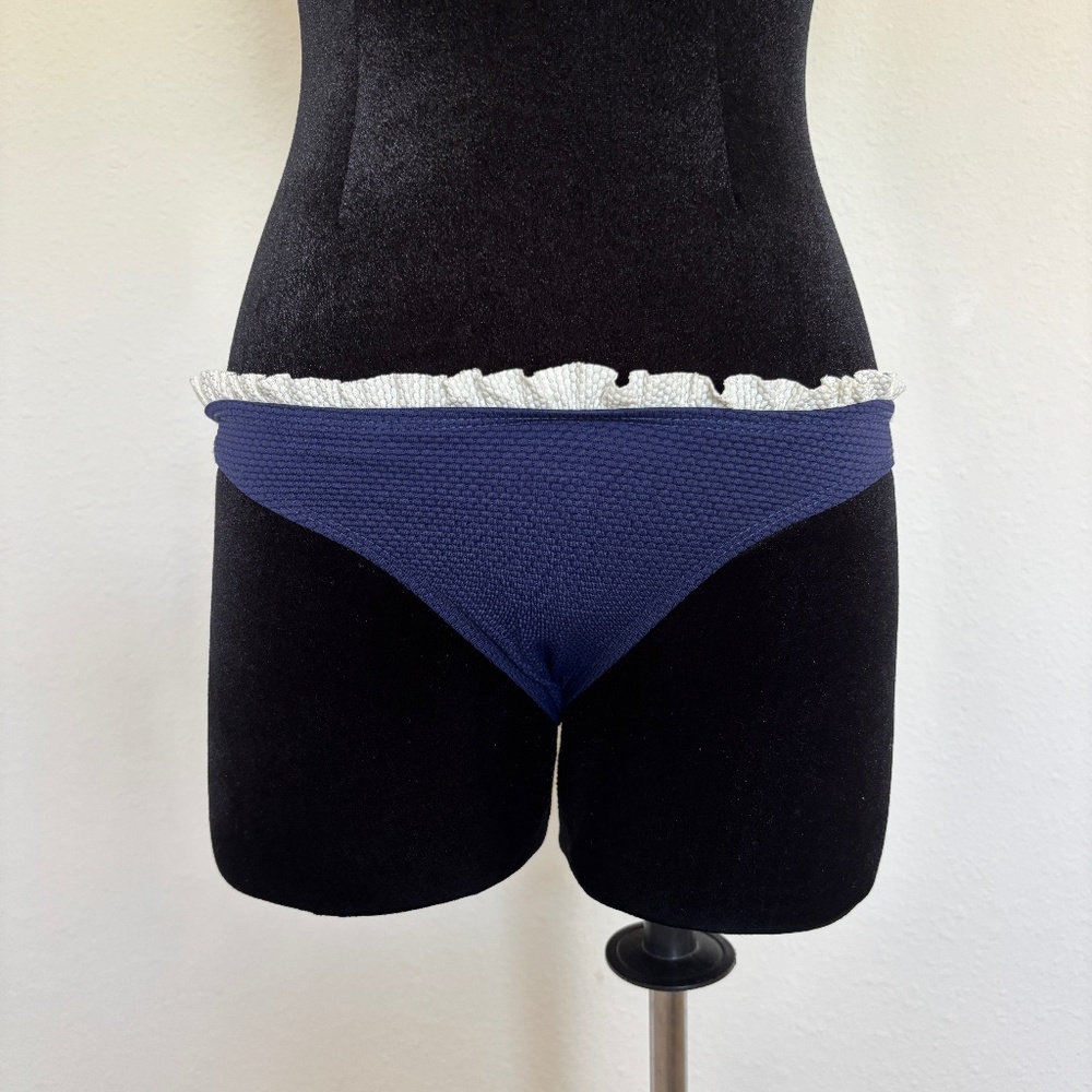 Top Shop Navy Ruffle Bikini Swim Bottom